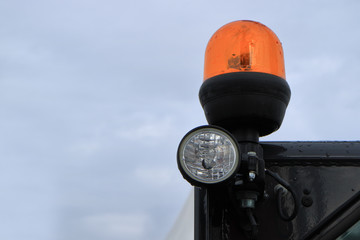 The working light of a modern tractor. Lighting equipment of a modern tractor.