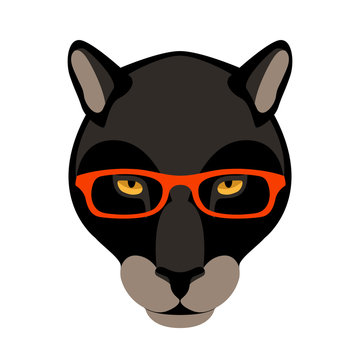 panther in the glasses vector illustration flat style front 