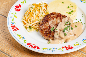 meatball with mashed potato