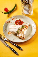 sandwich wrap with sauce