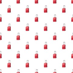 Red travel luggage pattern seamless repeat in cartoon style vector illustration