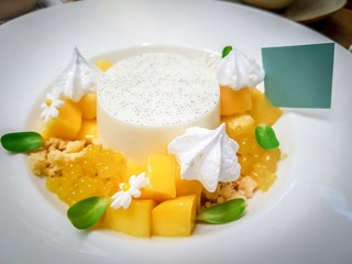 Sweet desert mango pudding.