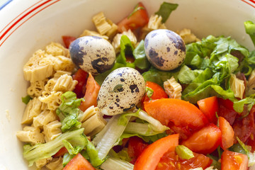 salad with asparagus, tomatoes and eggs