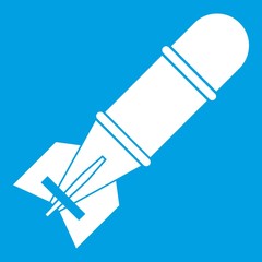 Bomb icon white isolated on blue background vector illustration