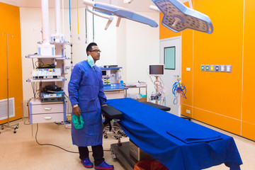 surgeon is preparing patients for surgery.