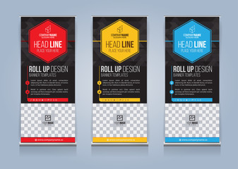 Roll Up Banner template design vector illustration, Presentation and Brochure Flyer. Vector illustration