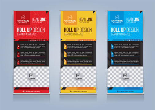Roll Up Banner template design vector illustration, Presentation and Brochure Flyer. Vector illustration
