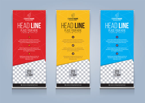 Roll Up Banner template design vector illustration, Presentation and Brochure Flyer. Vector illustration