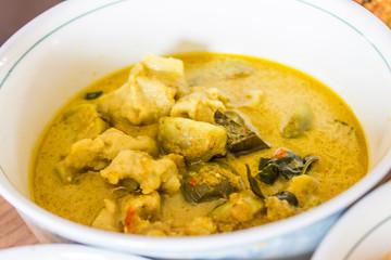 Green Curry in Cup Put on a table ready to eat