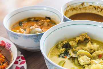 Green Curry in Cup Put on a table ready to eat
