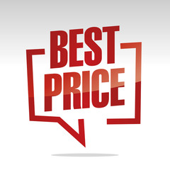 Best price in brackets speech red white isolated sticker icon