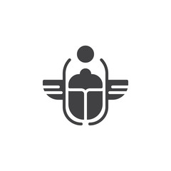 Egyptian Scarab vector icon. filled flat sign for mobile concept and web design. Winged scarab Beetle and sun simple solid icon. Symbol, logo illustration. Pixel perfect vector graphics