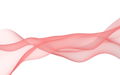 Fototapeta premium Abstract red wave. Red scarf. Bright red ribbon on white background. Abstract red smoke. Raster air background. 3D illustration