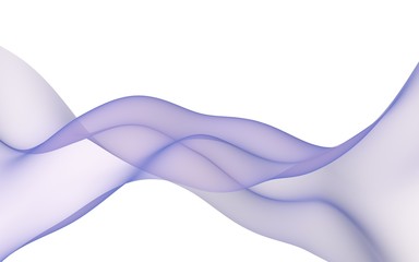 Abstract light purple wave. Bright light purple ribbon on white background. Purple scarf. Abstract light purple smoke. Raster air background. 3D illustration