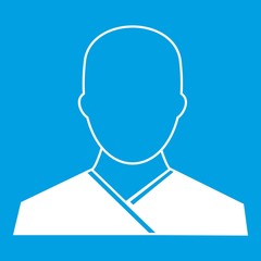 Buddhist monk icon white isolated on blue background vector illustration