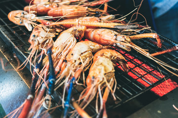 Grilled shrimp on the stove.