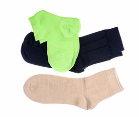 colored mans socks isolated on white background