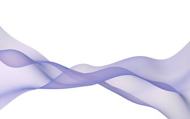 Abstract light purple wave. Bright light purple ribbon on white background. Purple scarf. Abstract light purple smoke. Raster air background. 3D illustration