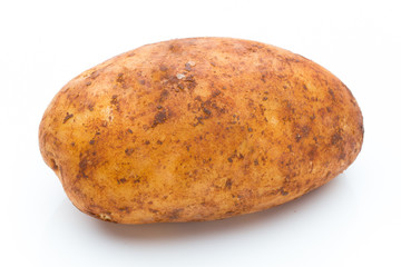 A bio russet potato isolated white background.