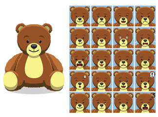 Cute Teddy Bear Cartoon Emotion faces Vector Illustration