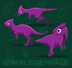 Dinosaur Homalocephale Cartoon Vector Illustration