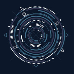 Technical drawing.Fantastic circle .Drawing details