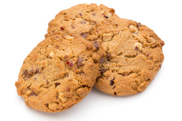 Chocolate chip cookie isolated on white background.