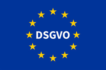 EU-Flagge mit DSGVO / Datenschutz-Grundverordnung.