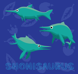 Sea Monster Shonisaurus Cartoon Vector Illustration