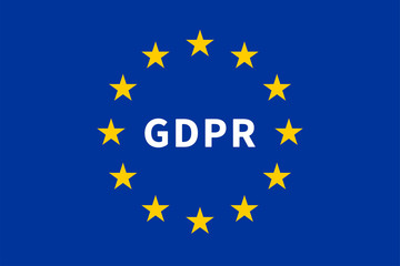 The Flag of the European Union with GDPR / General Data Protection Regulation.