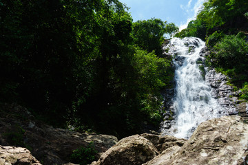 Fototapeta premium Amazing beautiful waterfalls at Sarika Waterfall Nakhon Nayok, Thailand