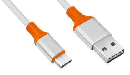 usb-c cable connectors silvery and orange color