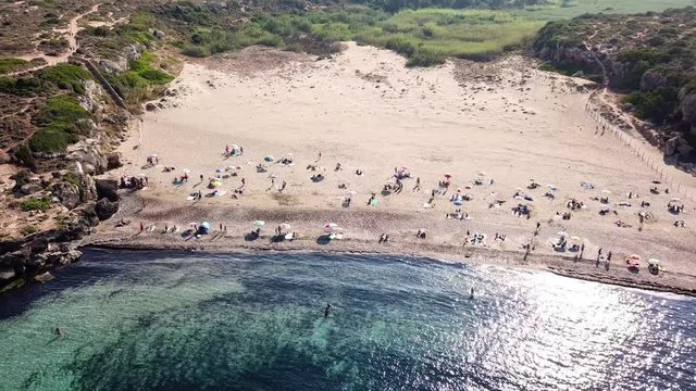 Stunning Aerial view of Calamosche Beach in Sicily, Italy