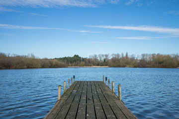 Pier at Tongwell Lake in Milton Keynes, UK