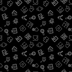 Real Estate vector dark outline seamless pattern