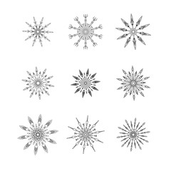 Set of decorative snowflakes. Vector illustration.