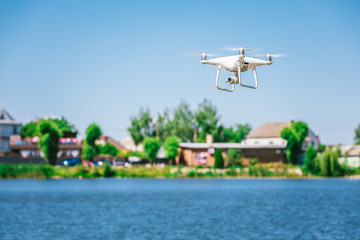 Obraz na płótnie Canvas drone quad copter on over the beach