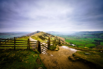 The Great Ridge at Mam Tor mountain in Peak District, England