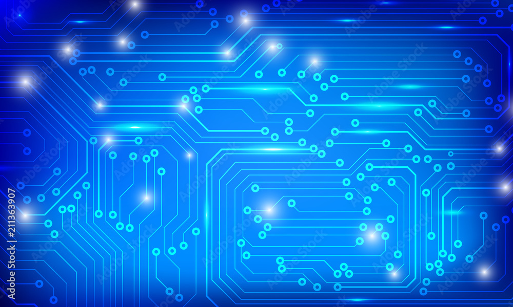Leinwandbilder circuit board future scifi technology pattern vector background. blue abstract communication trace c