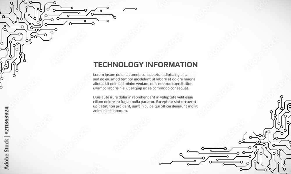 Poster Circuit Board Hi Technology Grayscale Color Tone Pattern For Infographic Vector Background