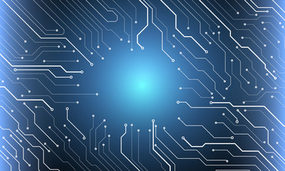 Circuit Board Hi Scifi Future Technology Pattern For Presentation Infographic Vector Background. White Abstract Line Connection Trace Pad Texture Illustration.