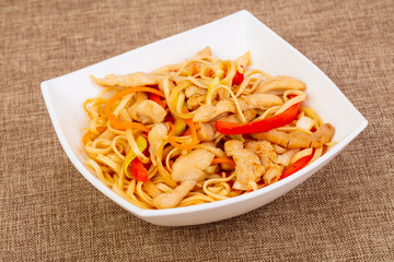 Wok noodle with pork and vegetables