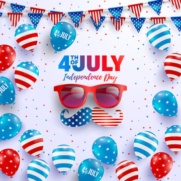 4th of July poster template.USA independence day celebration with American balloons flag.USA 4th of July promotion advertising banner template for Brochures,Poster or Banner.Vector illustration EPS 10