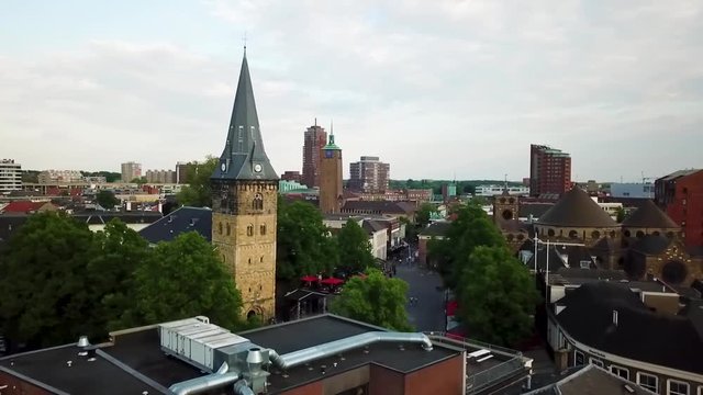 Drone shot from city centre of Enschede, The Netherlands.