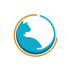 Cat Cute in Circle Abstract Logo Symbol