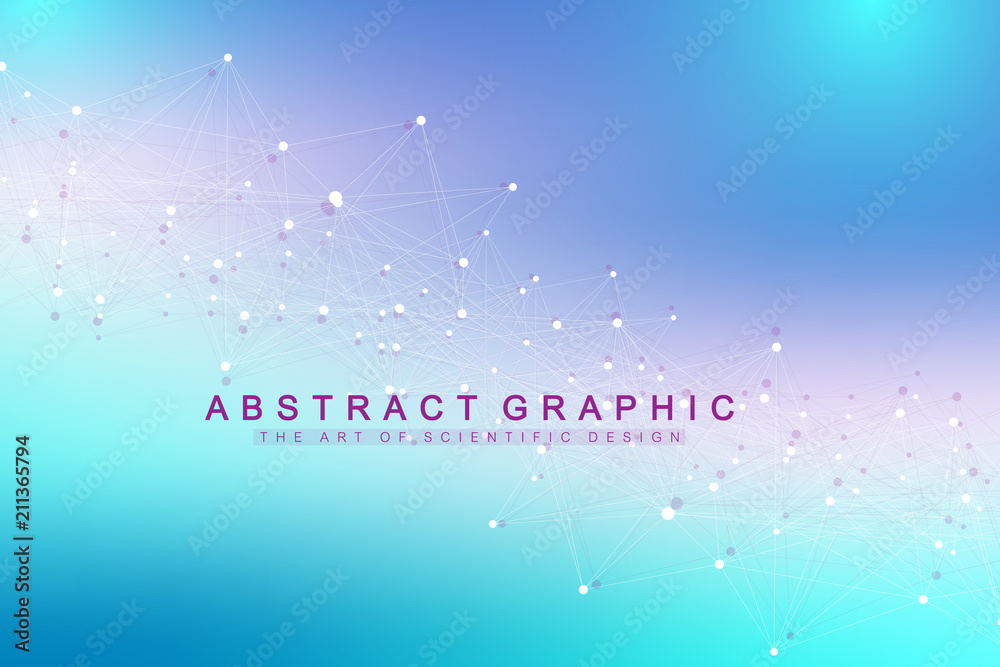 Poster Big data visualization. Graphic abstract background communication. Perspective backdrop visualization. Analytical network visualization. Vector illustration.