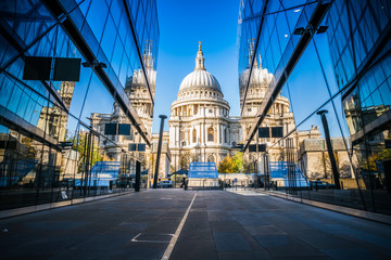 St. Paul's cathedral reflected in glass - Powered by Adobe
