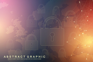 GDPR - General Data Protection Regulation. Dotted Europe Map. Protection of personal data. Vector illustration