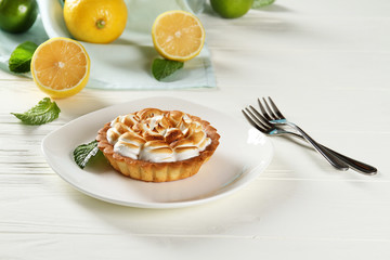 Delicious lemon pie on a plate