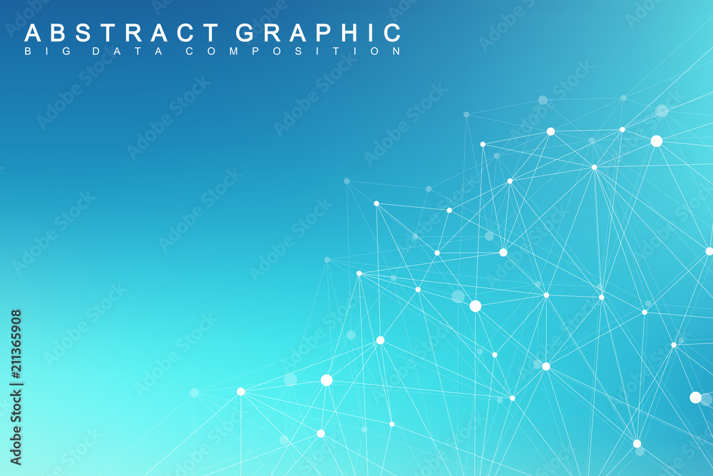 Poster Big data visualization. Graphic abstract background communication. Perspective backdrop visualization. Analytical network visualization. Vector illustration.